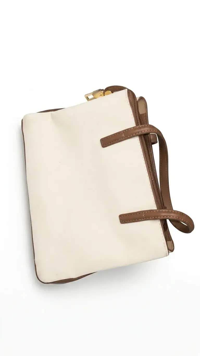 Premium Dual-Tone Women's Leather Tote & Shoulder Handbag (White & Brown) প্রিমিয়াম ডুয়াল-টোন লেদার উইমেনস হ্যান্ডব্যাগ - সাদা ও বাদামী